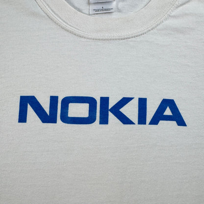 00s NOKIA ノキア Tシャツ 企業T ロゴ 白 L 2603-0069