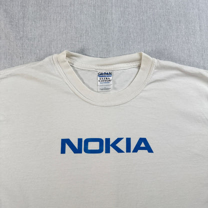 00s NOKIA ノキア Tシャツ 企業T ロゴ 白 L 2603-0069