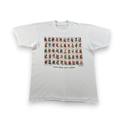 90s USA製 USPS 切手 花切手 Tシャツ 白 郵便 シングルステッチ 2603-0092