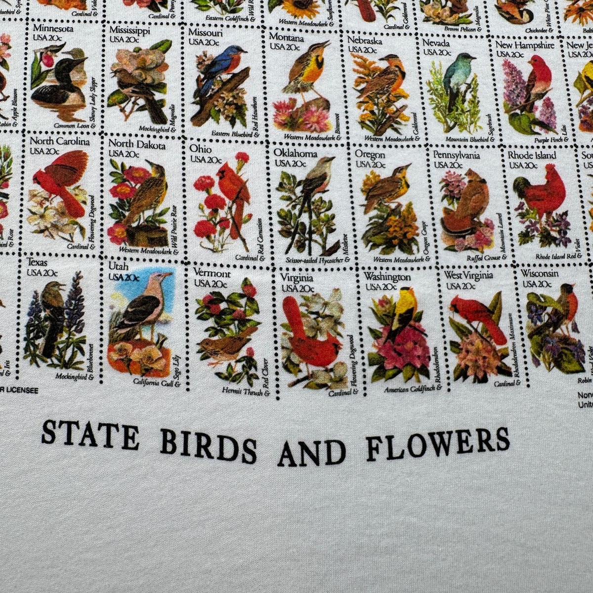 90s USA製 USPS 切手 花切手 Tシャツ 白 郵便 シングルステッチ 2603-0092