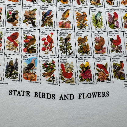 90s USA製 USPS 切手 花切手 Tシャツ 白 郵便 シングルステッチ 2603-0092