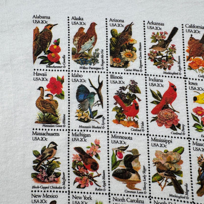 90s USA製 USPS 切手 花切手 Tシャツ 白 郵便 シングルステッチ 2603-0092