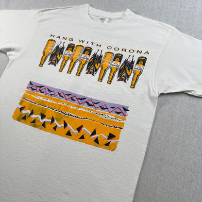90s CORONA コロナビール USA製 企業T Tシャツ 白 XL DELTA シングルステッチ 2603-0099