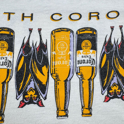 90s CORONA コロナビール USA製 企業T Tシャツ 白 XL DELTA シングルステッチ 2603-0099