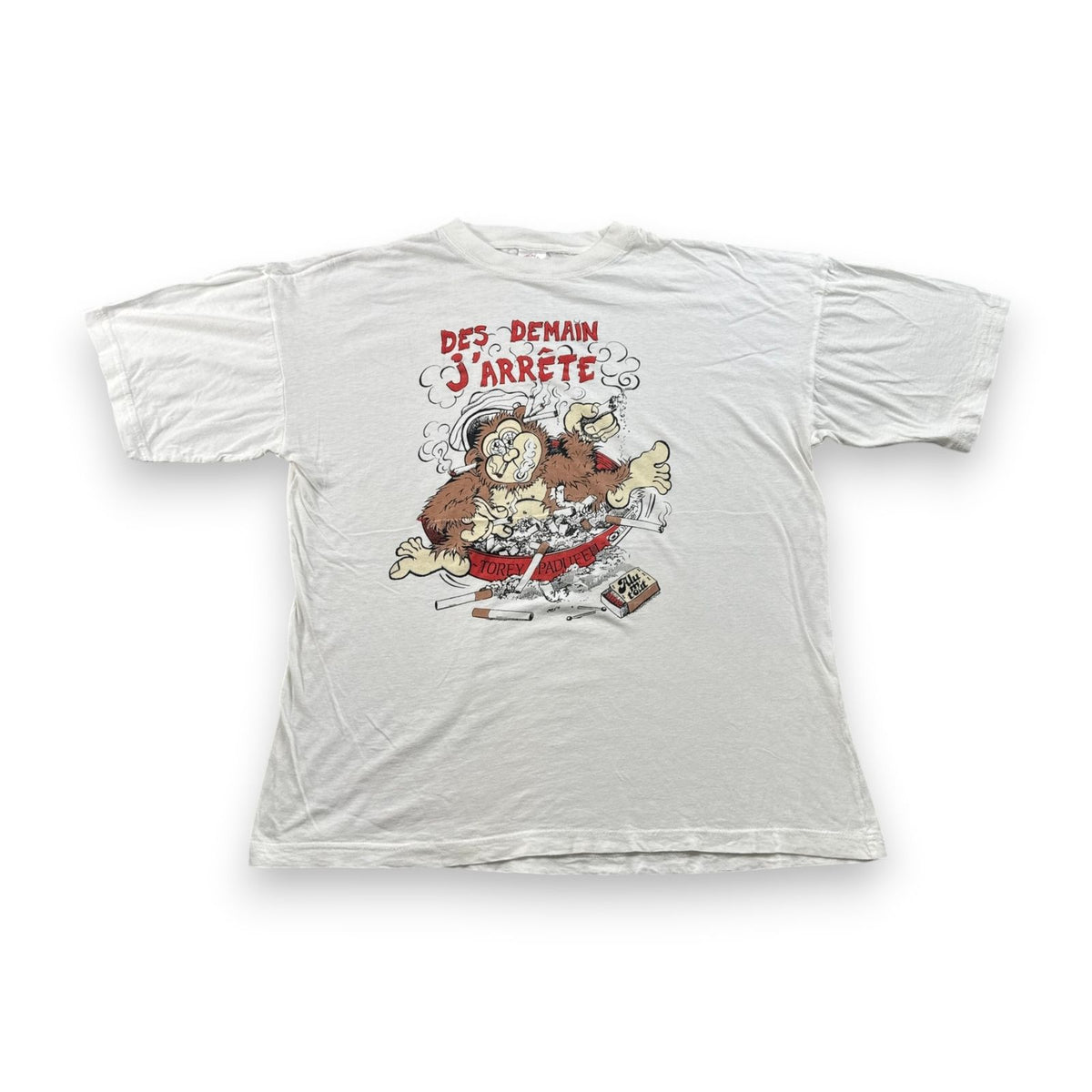 90s アートT Tシャツ ゴリラ 酒 タバコ 動物 白 2XL 2603-0106