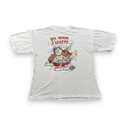 90s アートT Tシャツ ゴリラ 酒 タバコ 動物 白 2XL 2603-0106