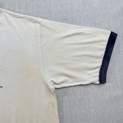 00s USA製 アメイジング スパイダーマン Tシャツ リンガー XL the AMAZING SPIDER-MAN MARVEL changes 白 ネイビー シングルステッチ 2001 2603-0104