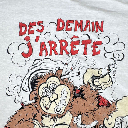 90s アートT Tシャツ ゴリラ 酒 タバコ 動物 白 2XL 2603-0106