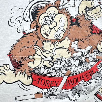 90s アートT Tシャツ ゴリラ 酒 タバコ 動物 白 2XL 2603-0106