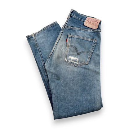 Levi's 502xx bigE 66前期 ボタン裏16 Vステッチ 赤耳 60s USA製 16ボタン 16刻印 縦落ち シングル ビッグE levis ハチノス ヒゲ 紙パッチ ギャラ入り 検 pa-00025