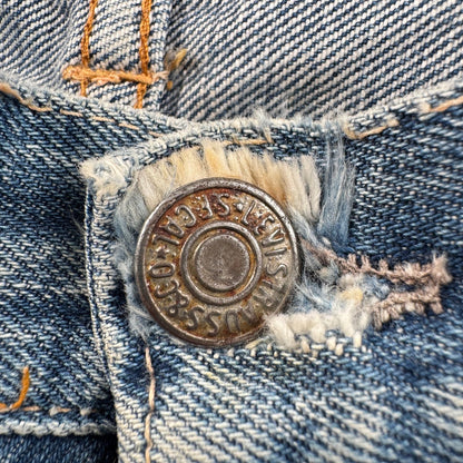 Levi's 502xx bigE 66前期 ボタン裏16 Vステッチ 赤耳 60s USA製 16ボタン 16刻印 縦落ち シングル ビッグE levis ハチノス ヒゲ 紙パッチ ギャラ入り 検 pa-00025