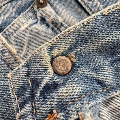 Levi's 502xx bigE 66前期 ボタン裏16 Vステッチ 赤耳 60s USA製 16ボタン 16刻印 縦落ち シングル ビッグE levis ハチノス ヒゲ 紙パッチ ギャラ入り 検 pa-00025