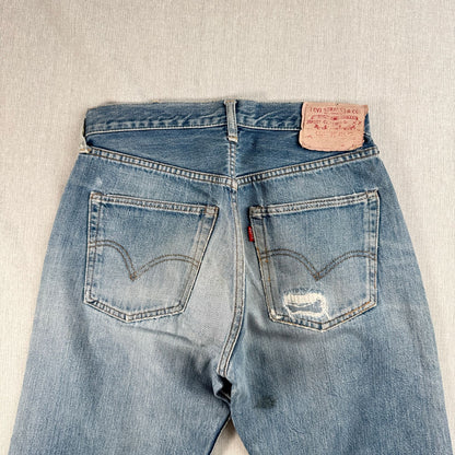 Levi's 502xx bigE 66前期 ボタン裏16 Vステッチ 赤耳 60s USA製 16ボタン 16刻印 縦落ち シングル ビッグE levis ハチノス ヒゲ 紙パッチ ギャラ入り 検 pa-00025