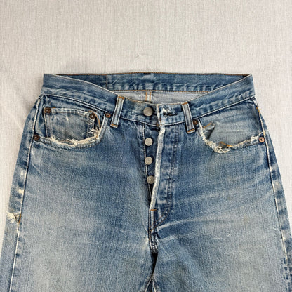 70s 501 bige ボタン裏6 デニム 赤耳 セルビッチ 内股シングル w30 ジーンズ ハチノス ヒゲ 雰囲気 66前期 シングルステッチ 紙パッチ 2603-0146