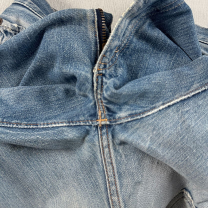 Levi's 502xx bigE 66前期 ボタン裏16 Vステッチ 赤耳 60s USA製 16ボタン 16刻印 縦落ち シングル ビッグE levis ハチノス ヒゲ 紙パッチ ギャラ入り 検 pa-00025