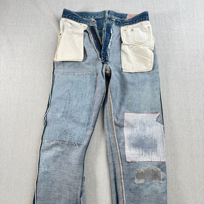 Levi's 502xx bigE 66前期 ボタン裏16 Vステッチ 赤耳 60s USA製 16ボタン 16刻印 縦落ち シングル ビッグE levis ハチノス ヒゲ 紙パッチ ギャラ入り 検 pa-00025