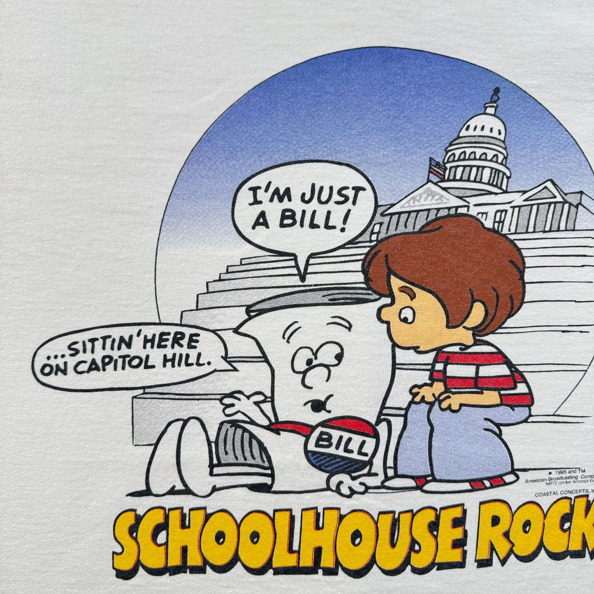 90s school house rock スクールハウスロック Tシャツ USA製 白 L 1995 SOFTEE シングルステッチ 2603-0017