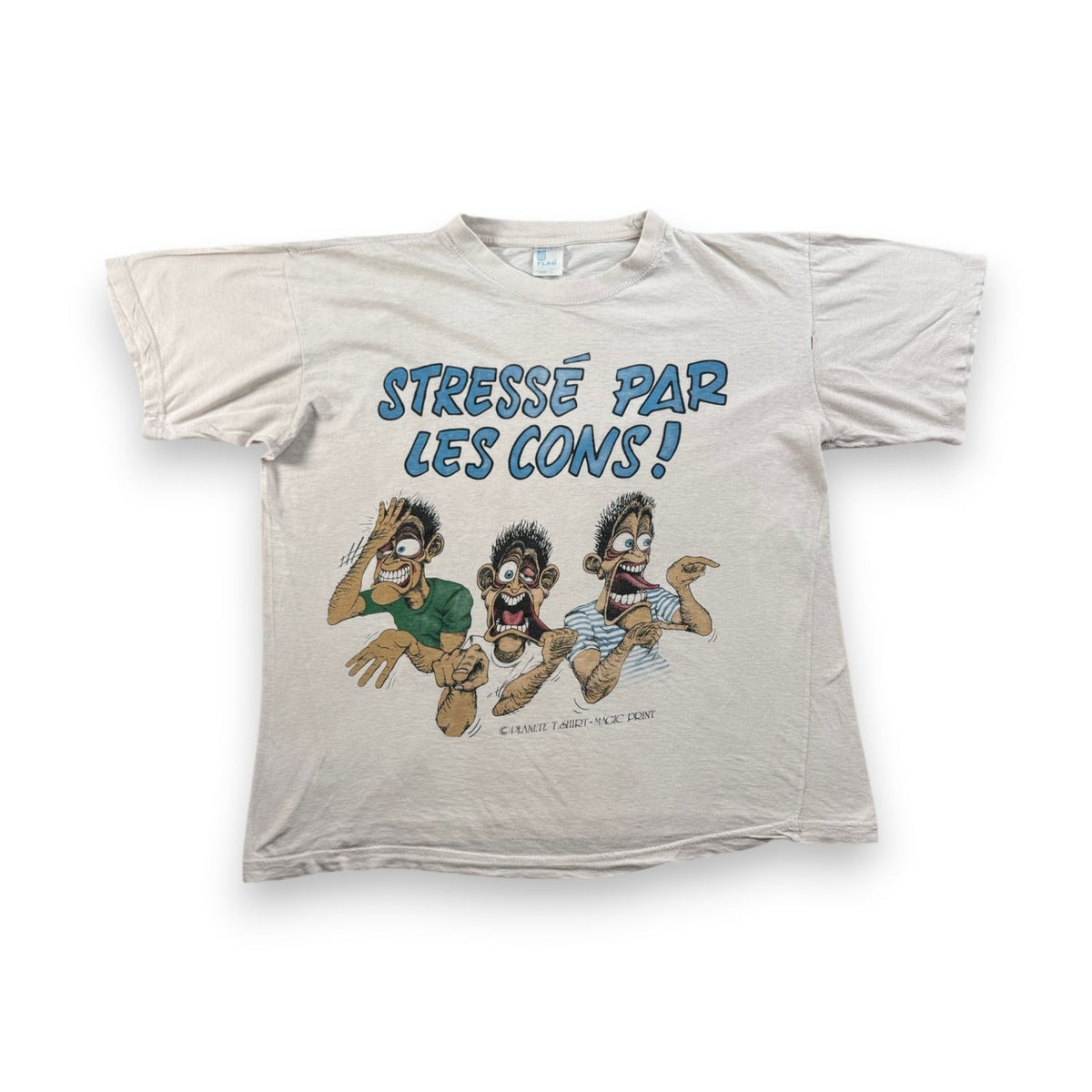 PLANETE STRESSE フランス メッセージT Tシャツ アートT L 白 2603-0125