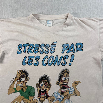 PLANETE STRESSE フランス メッセージT Tシャツ アートT L 白 2603-0125