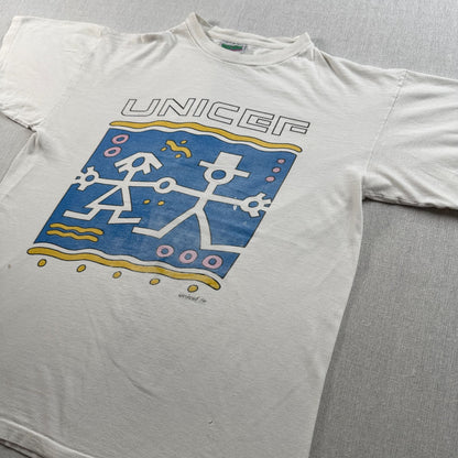 90s ユニセフ UNICEF アートT Tシャツ 白 M 2603-0123