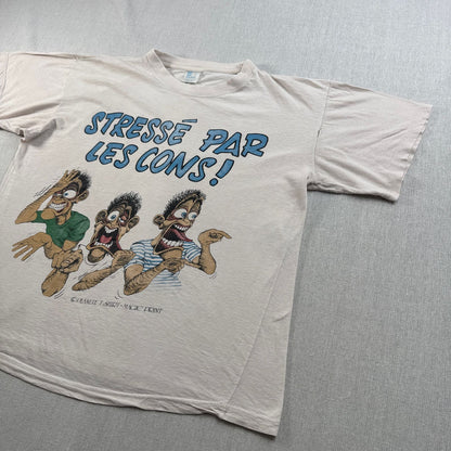 PLANETE STRESSE フランス メッセージT Tシャツ アートT L 白 2603-0125