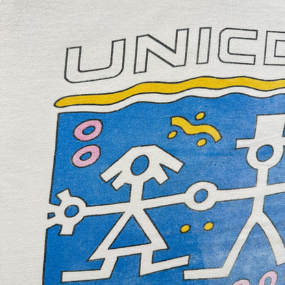 90s ユニセフ UNICEF アートT Tシャツ 白 M 2603-0123