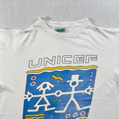 90s ユニセフ UNICEF アートT Tシャツ 白 M 2603-0123