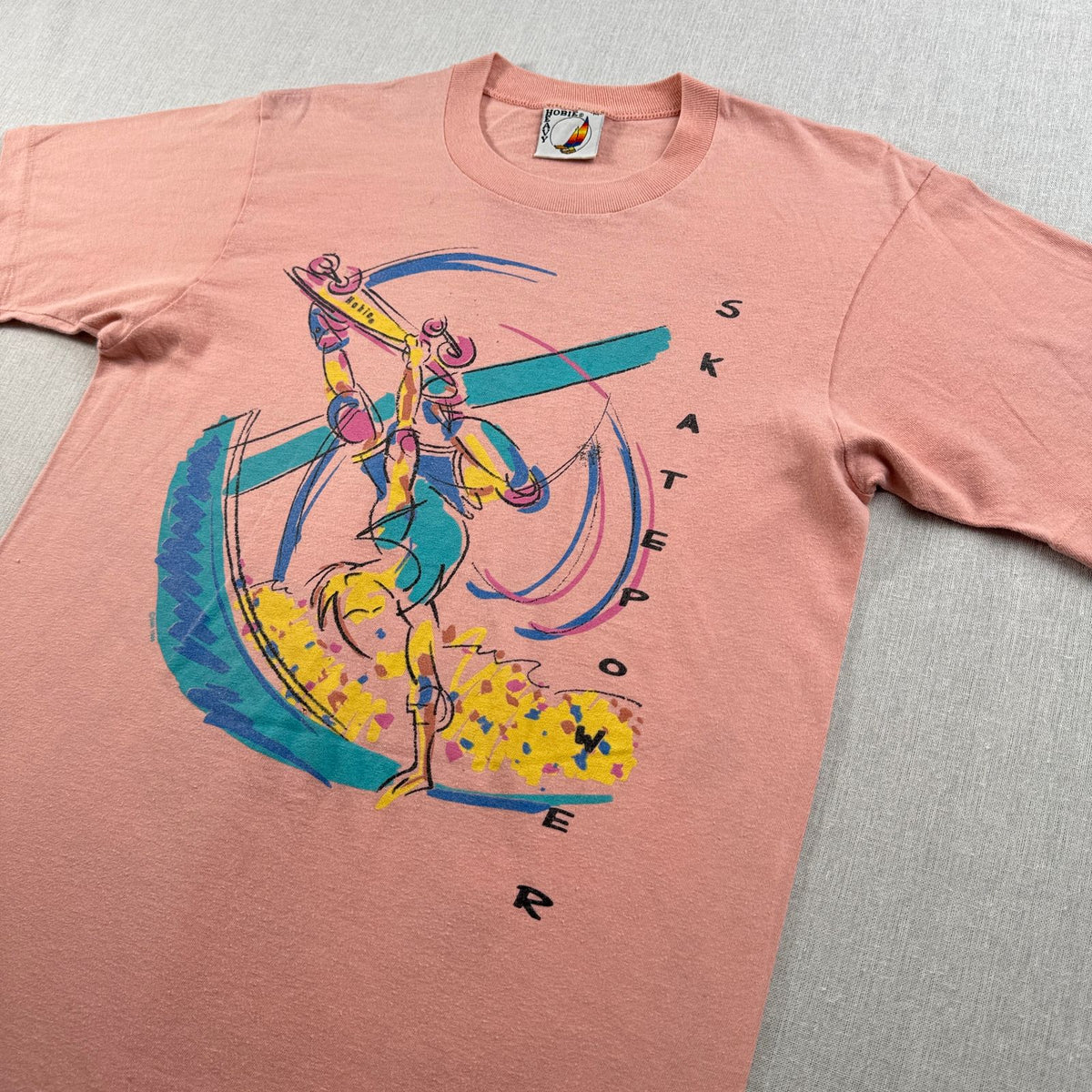 90s USA製 スケート Tシャツ ピンク HOBIE HEAVY オールドスケート M シングルステッチ 2603-0124