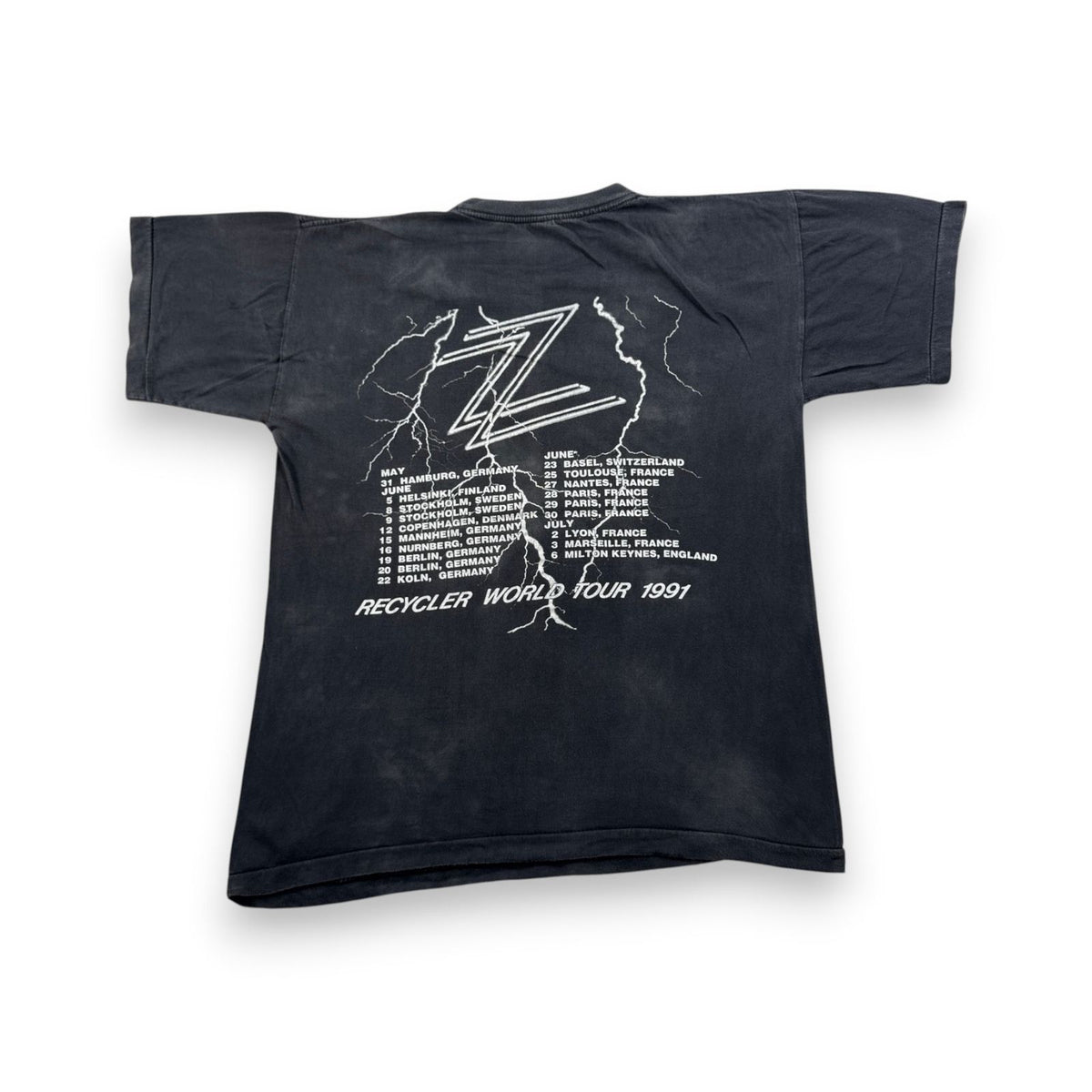 90s ZZ TOP ZZトップ RECYCLER Tシャツ バンドT ツアー 黒 L 1990 シングルステッチ フェード 2603-0127