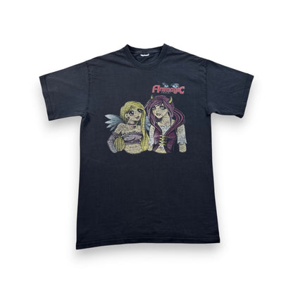 00s animagic アニマジック グラフィック Tシャツ 2009年 黒 フェード 天使 悪魔 T 両面プリント 2009 2603-0128