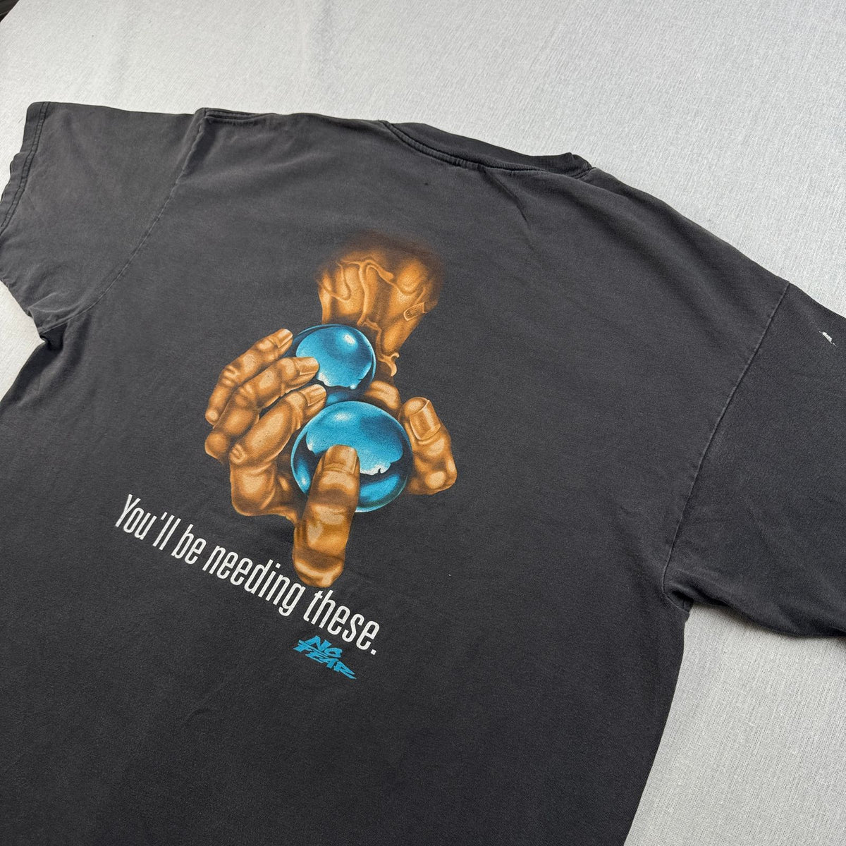 90s 00s NO FEAR グラフィック Tシャツ ストリート スケボー オールドスケート 黒 フェード 2603-0126