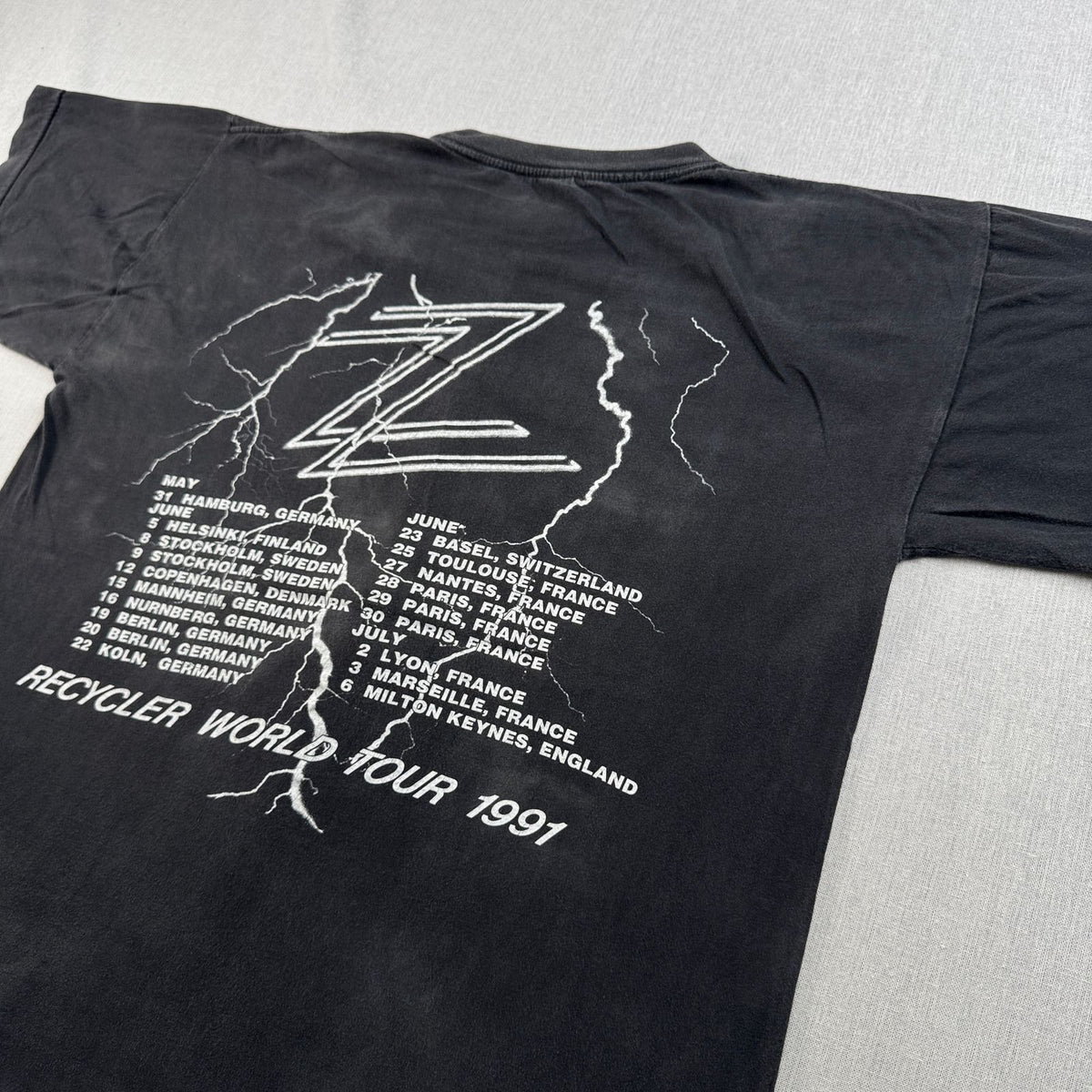90s ZZ TOP ZZトップ RECYCLER Tシャツ バンドT ツアー 黒 L 1990 シングルステッチ フェード 2603-0127