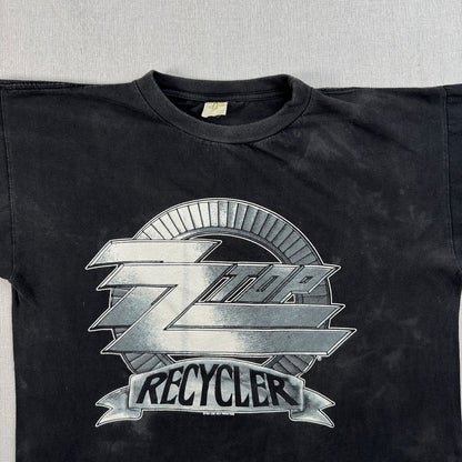 90s ZZ TOP ZZトップ RECYCLER Tシャツ バンドT ツアー 黒 L 1990 シングルステッチ フェード 2603-0127