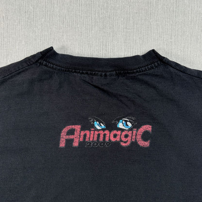 00s animagic アニマジック グラフィック Tシャツ 2009年 黒 フェード 天使 悪魔 T 両面プリント 2009 2603-0128