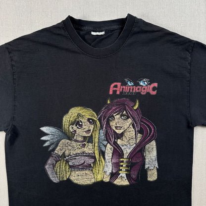00s animagic アニマジック グラフィック Tシャツ 2009年 黒 フェード 天使 悪魔 T 両面プリント 2009 2603-0128