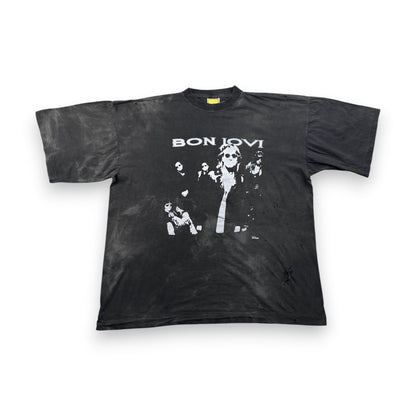 90s 00s BONJOVI ボンジョビ Tシャツ 黒 2XL フェード グランジ バンドT フェード poly swing 2603-0131