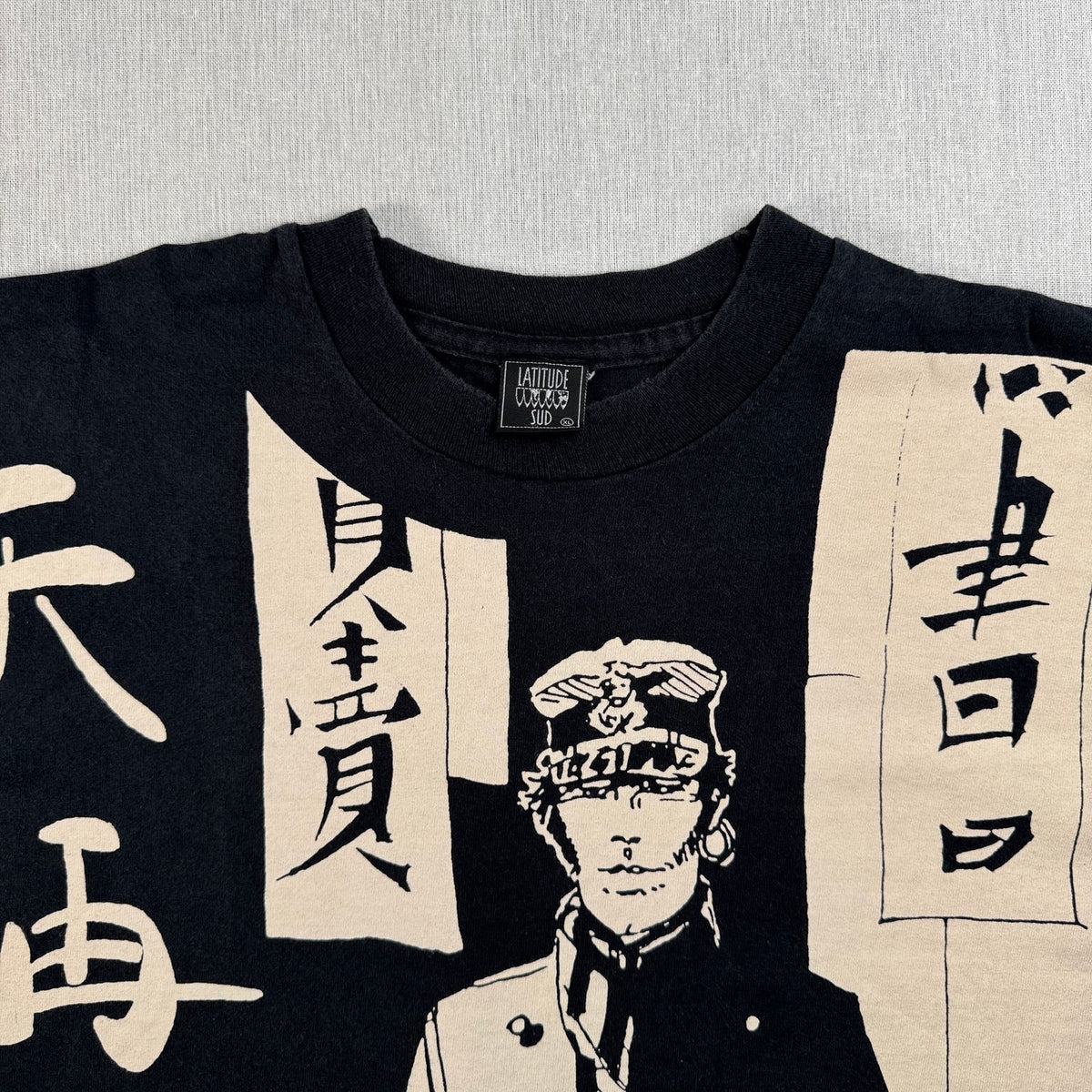 90s コルトマルテーゼ 天再見反 長袖 ロンT Corto Maltese Hugo Pratt 黒 XL シングルステッチ 2603-0129