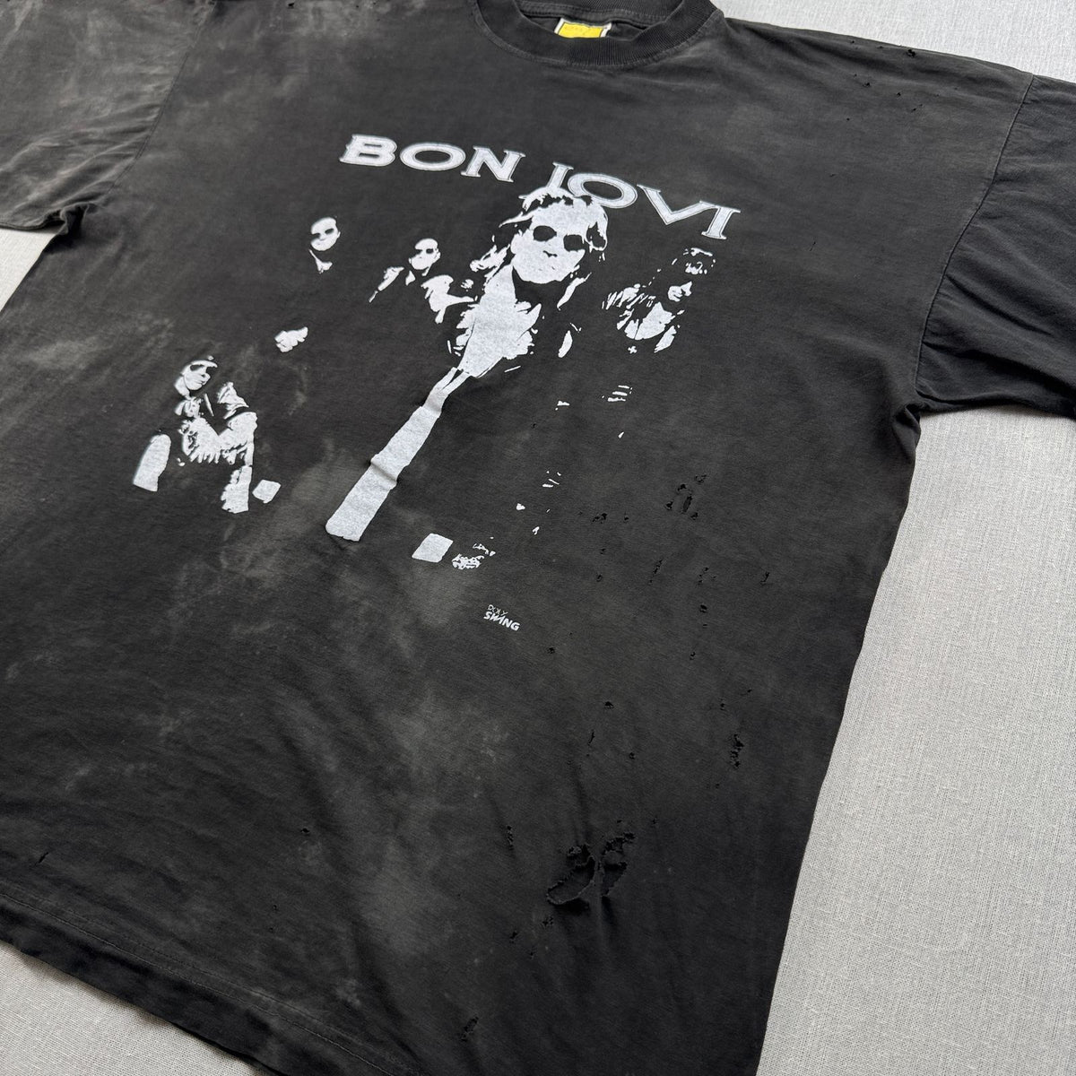 90s 00s BONJOVI ボンジョビ Tシャツ 黒 2XL フェード グランジ バンドT フェード poly swing 2603-0131
