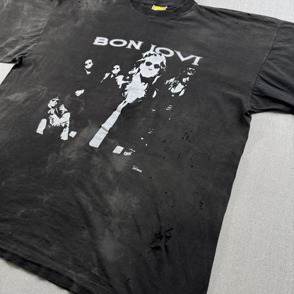 90s 00s BONJOVI ボンジョビ Tシャツ 黒 2XL フェード グランジ バンドT フェード poly swing 2603-0131