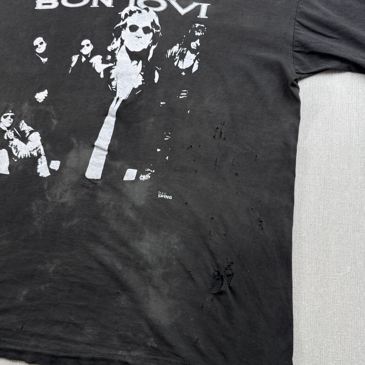 90s 00s BONJOVI ボンジョビ Tシャツ 黒 2XL フェード グランジ バンドT フェード poly swing 2603-0131
