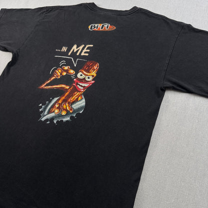 00s 企業T サラミ BI-FI プロモT Tシャツ 黒 ドイツ ソーセージ L BIFI 2603-0132