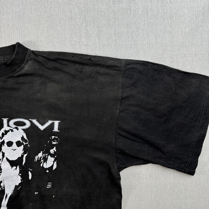 90s 00s BONJOVI ボンジョビ Tシャツ 黒 2XL フェード グランジ バンドT フェード poly swing 2603-0131