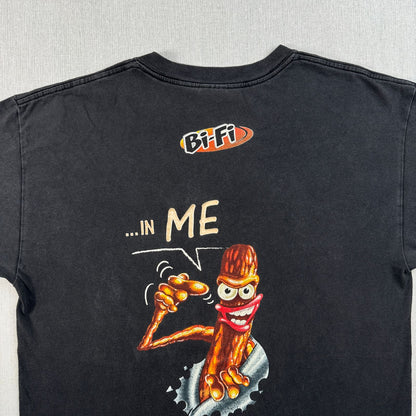 00s 企業T サラミ BI-FI プロモT Tシャツ 黒 ドイツ ソーセージ L BIFI 2603-0132
