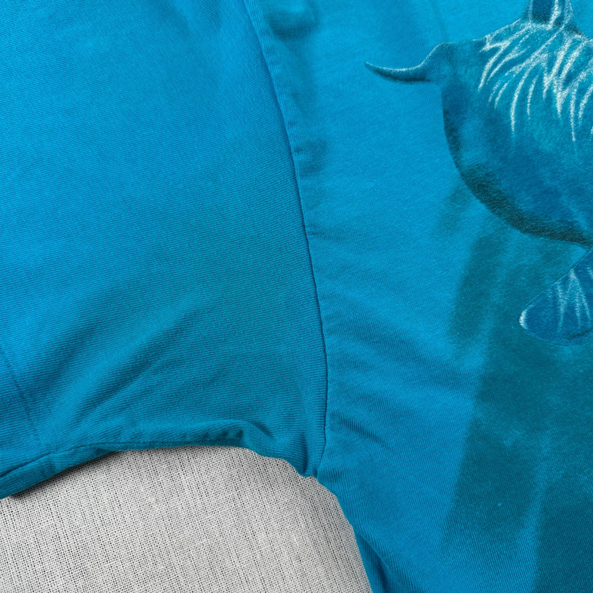 90s ハワイ イルカ Tシャツ 動物 水色 青 L USA製 hanes シングルステッチ アートT 2603-0134