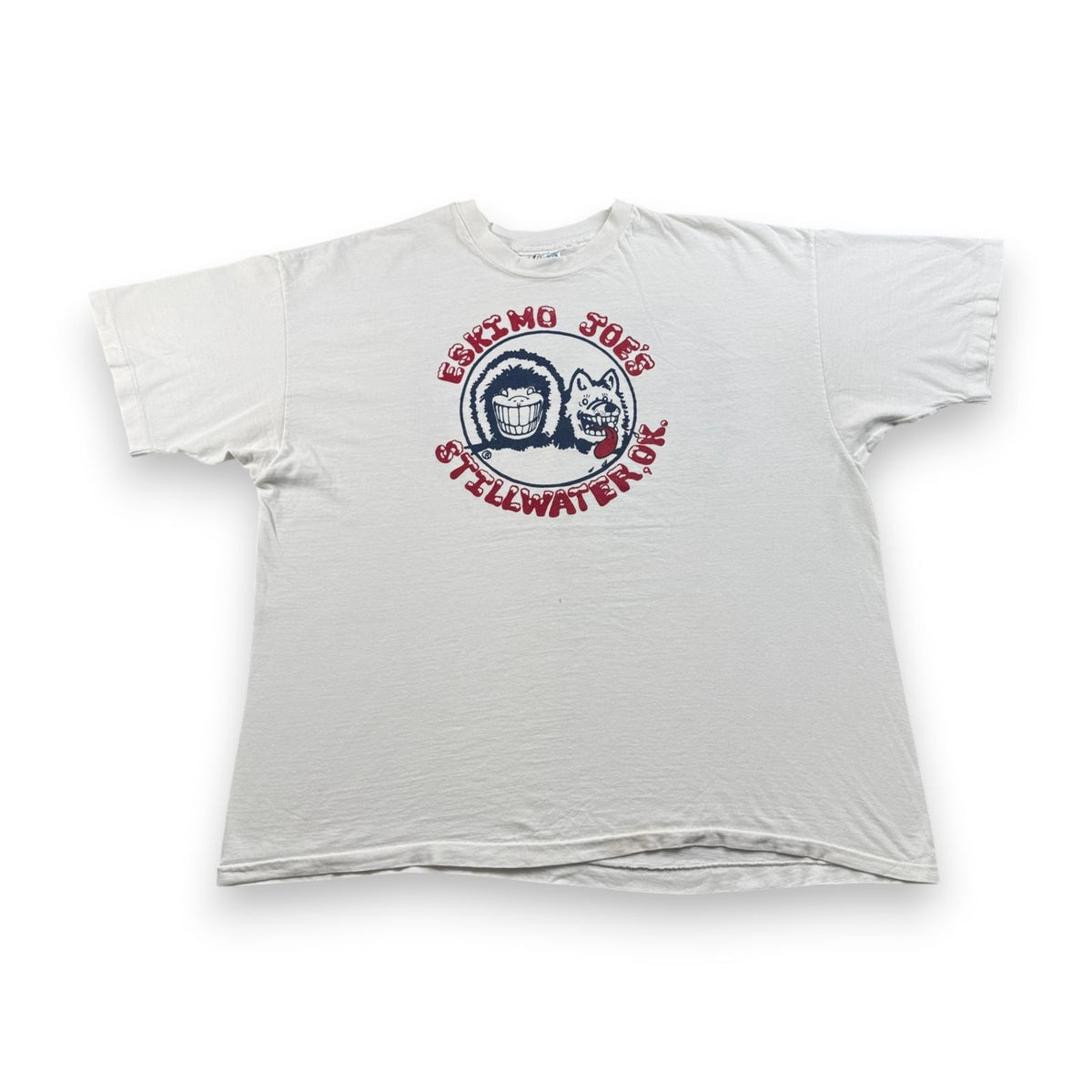 80s USA製 企業T ESKIMO JOE'S エスキモー Tシャツ 白 アートT 2XL シングルステッチ 2603-0135