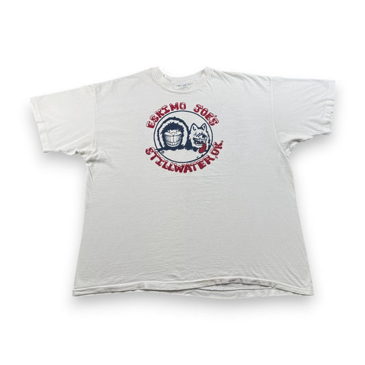 80s USA製 企業T ESKIMO JOE'S エスキモー Tシャツ 白 アートT 2XL シングルステッチ 2603-0135