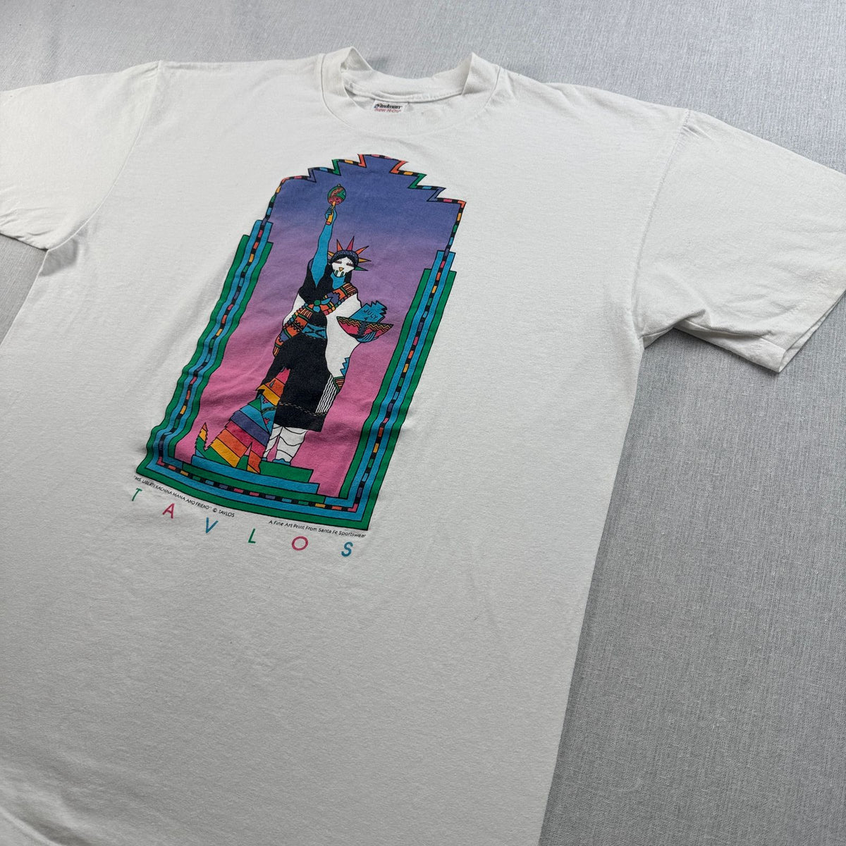90s アートT 自由の女神 tavlos ニューヨーク USA製 XL stedman シングルステッチ 2603-0136