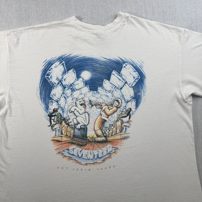 80s USA製 企業T ESKIMO JOE'S エスキモー Tシャツ 白 アートT 2XL シングルステッチ 2603-0135