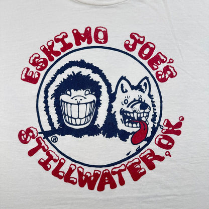 80s USA製 企業T ESKIMO JOE'S エスキモー Tシャツ 白 アートT 2XL シングルステッチ 2603-0135