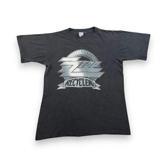 90s ZZ TOP ZZトップ バンドT RECYCLER Tシャツ ツアー 黒 L 1990 シングルステッチ フェード シングルステッチ 2603-0138